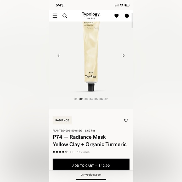 Typology Other - 1.69 floz
P74 — Radiance Mask
Yellow Clay + Organic Turmeric